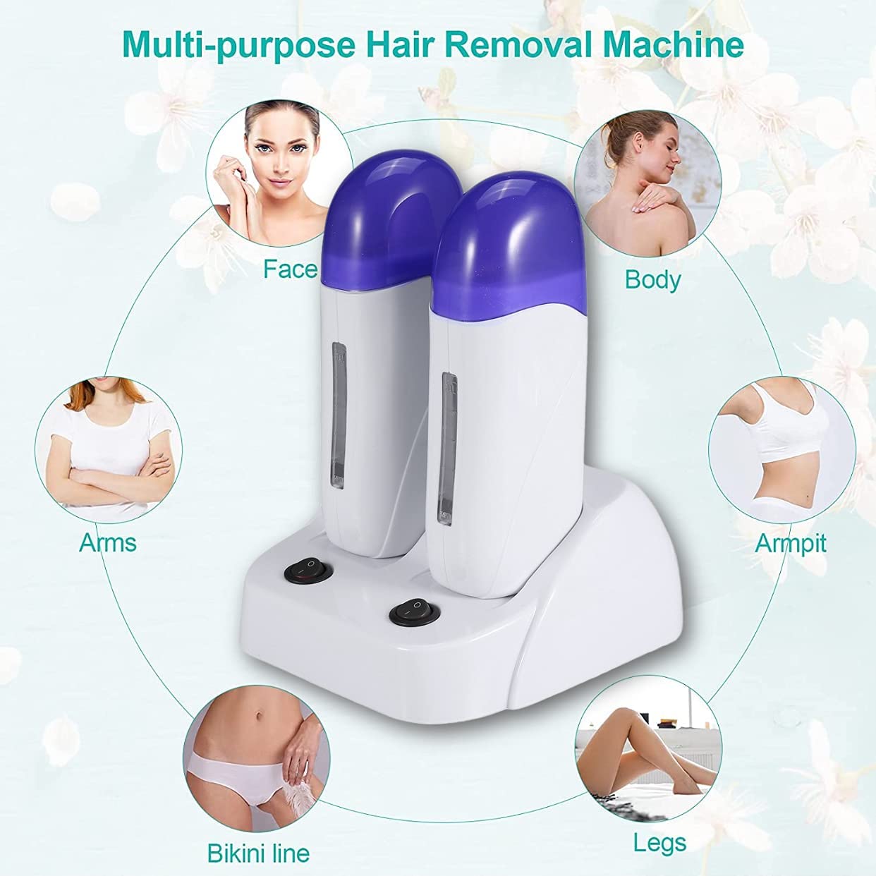 Brrnoo Riscaldatore di cera roll-on, scaldacera rullo depilatore cera roll, macchina per la depilazione del corpo del riscaldatore a rullo depilatorio della cartuccia con cera di bellezza