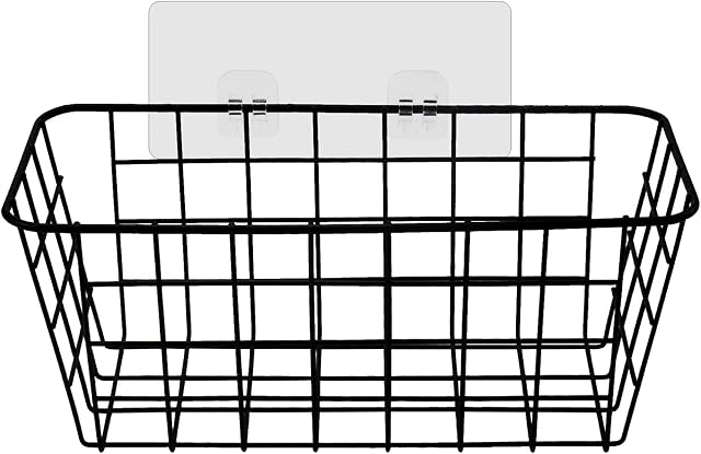 Mikihat Storage Baskets Metal, Shower Organizer Stainless Steel Storage Self Adhesive Tray Storage Wall Mounted Basket Shelves for Bathroom Bedroom Kitchen