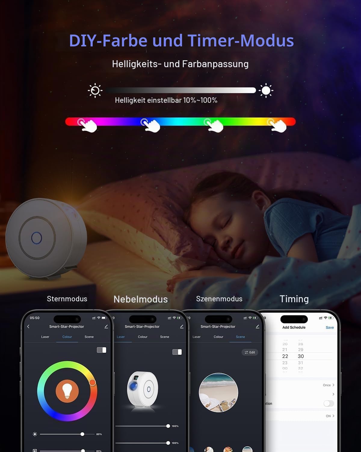 The Three Musketeers LED Sternenhimmel Projektor, WiFi Projektor Galaxy Sternenlicht Kinder mit Sprachsteuerung von Alexa/Smart Life App, für Kinder/Schlafzimmer/Party
