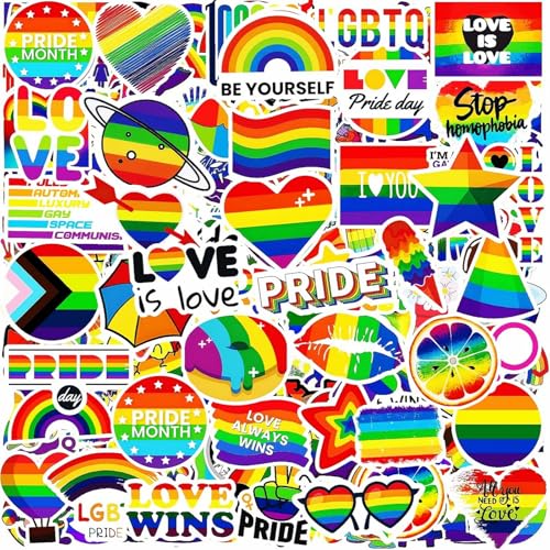 300PCS Pride Stickers Bulk Rainbow Gay Stickers for LGBTQ Bi Trans Lesbian Pride Stuff for Water Bottles Laptop Helmet Motorcycle(No Duplicates)