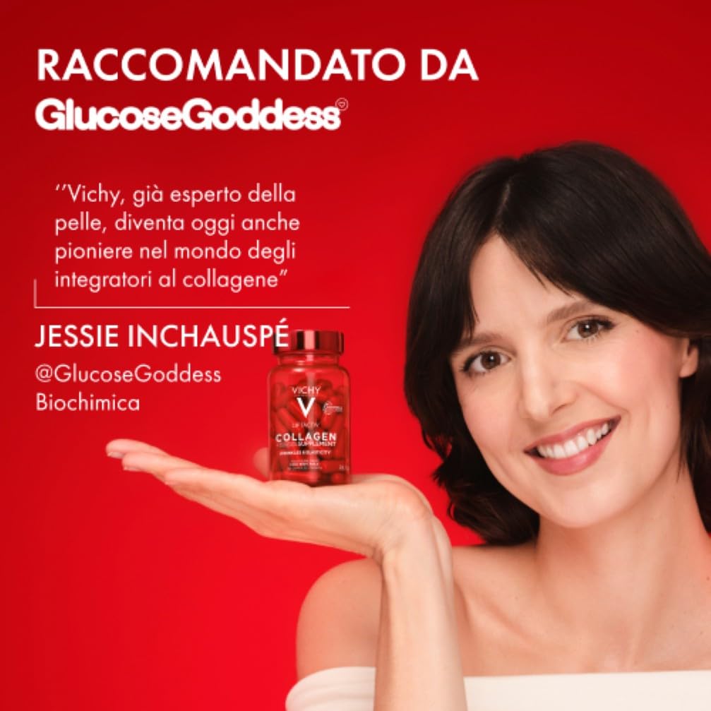 Vichy Liftactiv Collagen, Integratore di Collagene in Compresse, Per Donna e Uomo, Rughe Ridotte, Pelle Tonica e Unghie Più Forti, Con Collagene Vegetariano, Vitamina C e Vitamina E, 60 Compresse, 50g