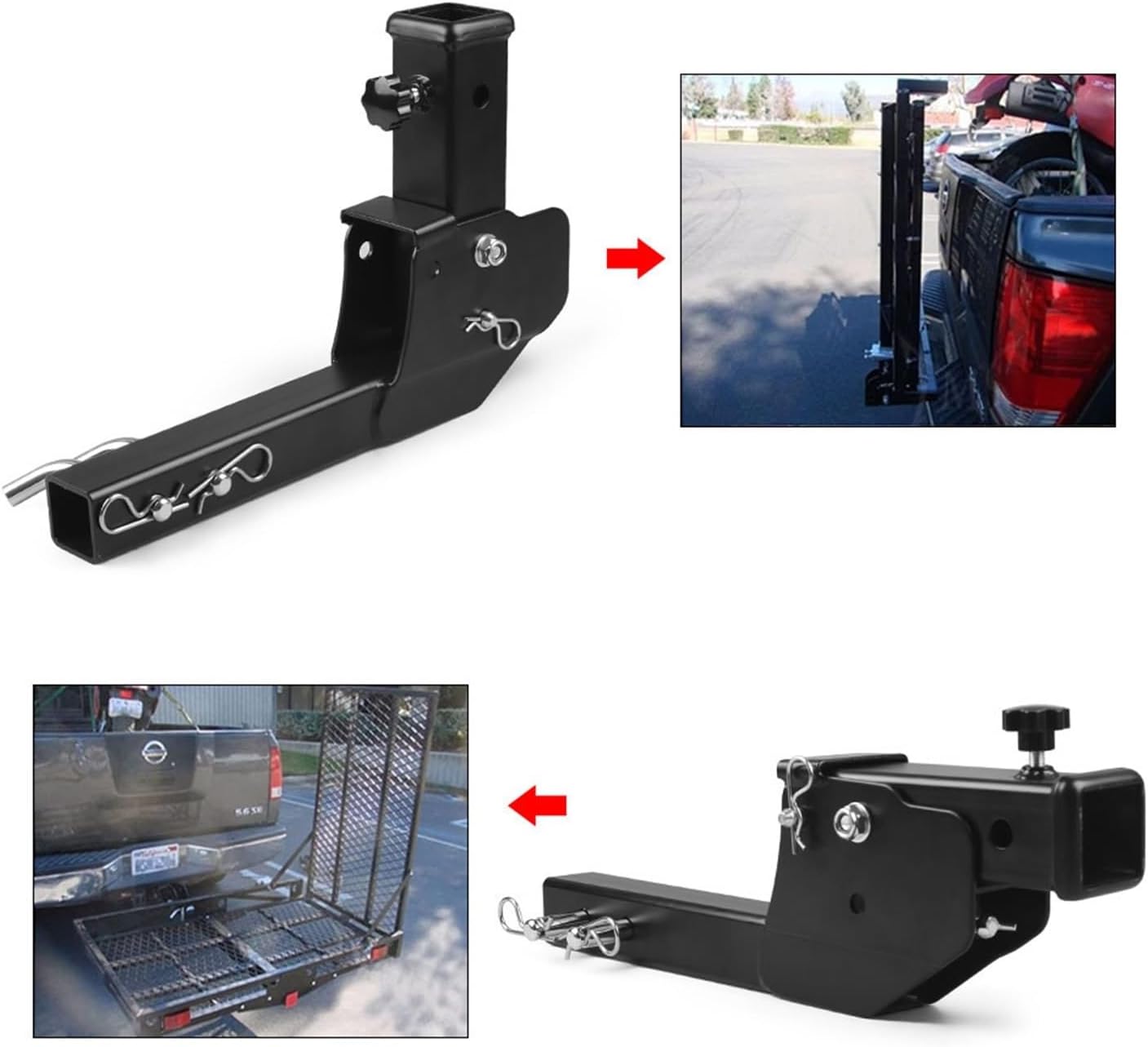 Trailer Hitches, Folding 2" Trailer Hitch Mount Shank Foldable Adapter Cargo Wheelchair Weight Capacity: 500lbs