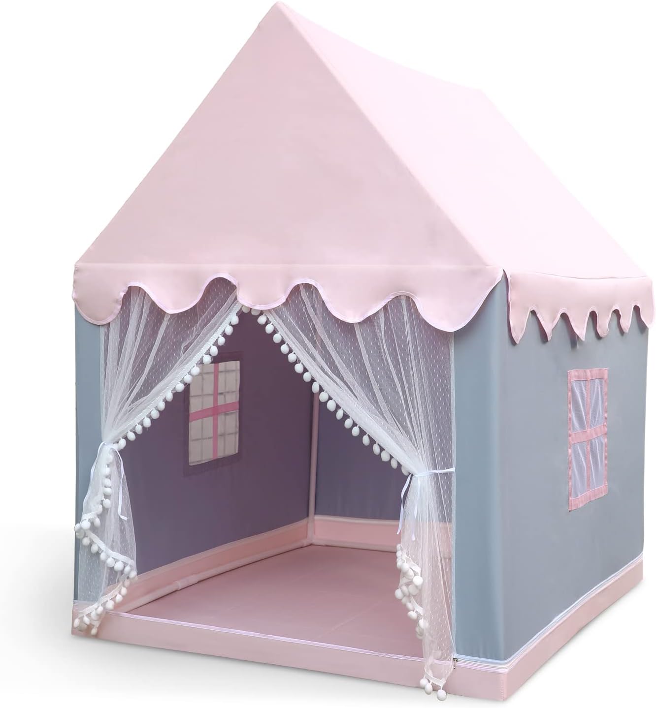 Triclicks Kids Teepee Play Tent Indian Children Wigwam Tipi Play House - Portable Princess Girls Tent for Indoor and Outdoor (Pink & Grey, 100x95x130cm)