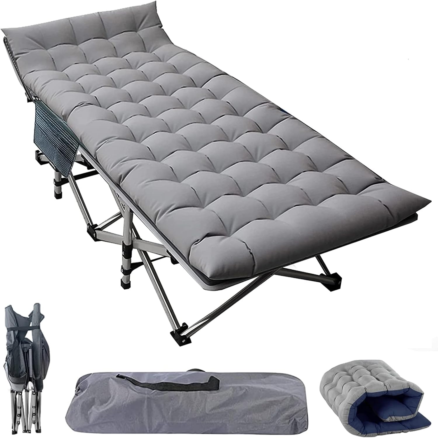 Camping Cot, Portable Folding Cots for Adults, Heavy Duty Outdoor Sleeping Cot Bed with Carry Bag for Camping/Hiking/Traveling/Home/Office Nap and Beach Vacation (1, Noble Gray) : Sports & Outdoors