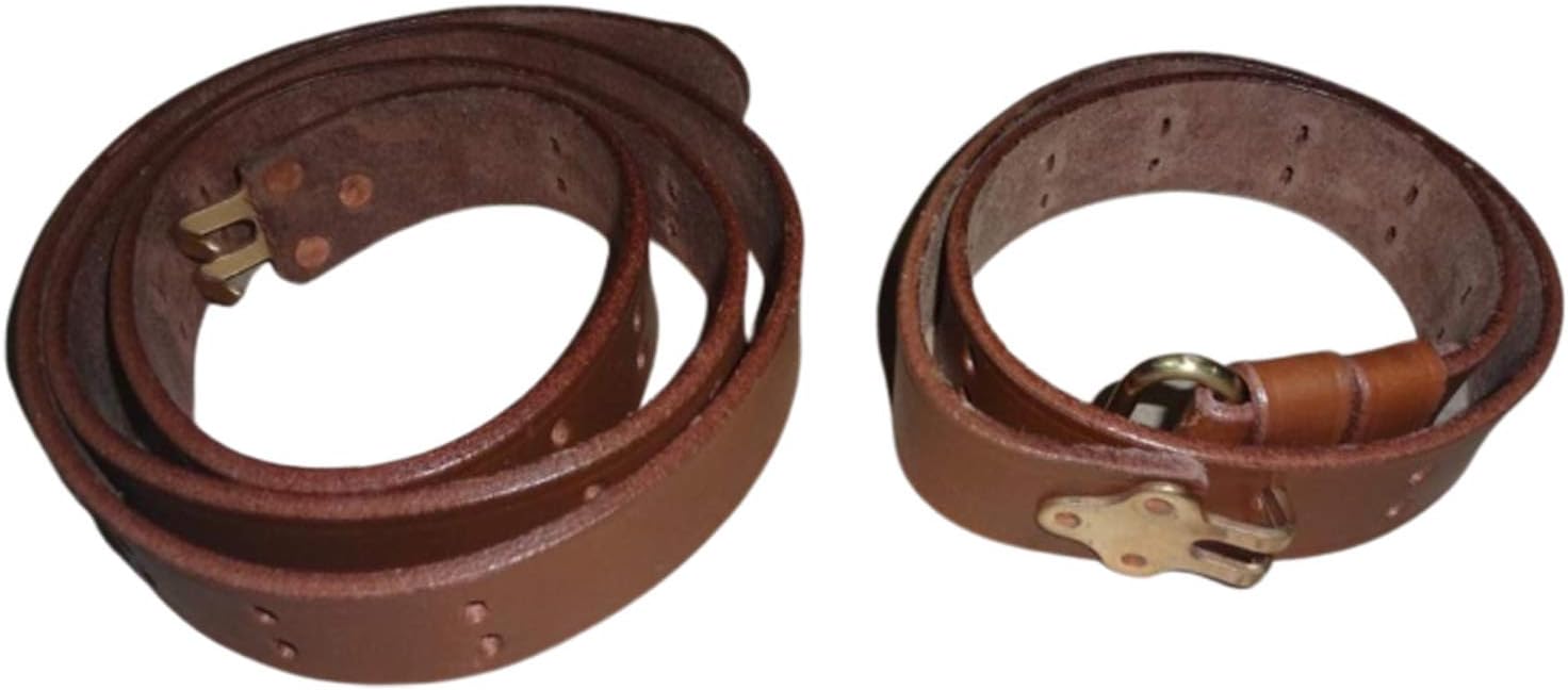warreplica US M1907 Leather Rifle Sling|Golden Brown Reproduction with Brass Fittings|Fits M1 Garand, 1903 Springfield & M1917 Enfield|Authentic Military Gear for Reenactors & Collectors