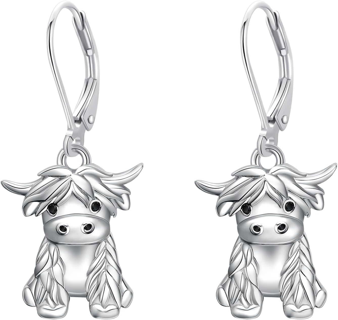 YAFEINI Highland Cow Earrings 925 Sterling Sliver Cow Dangle Earrings Highland Cow Jewelry for Women