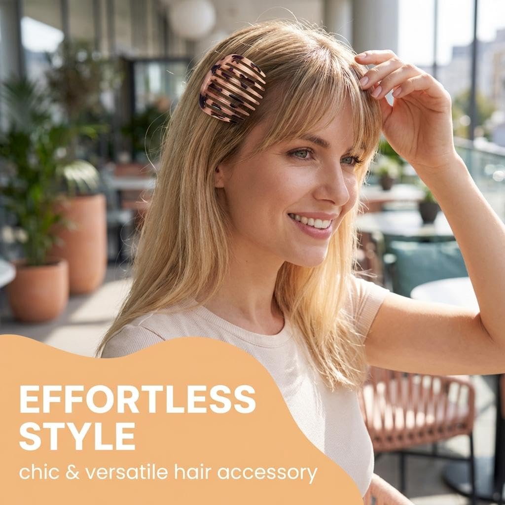 4 Piezas Peinetas Laterales Francesas, Peines de Plástico con Dientes para el Pelo, Peineta Twist para Cabello Grueso y Fino, Ideal para Mujeres y Damas