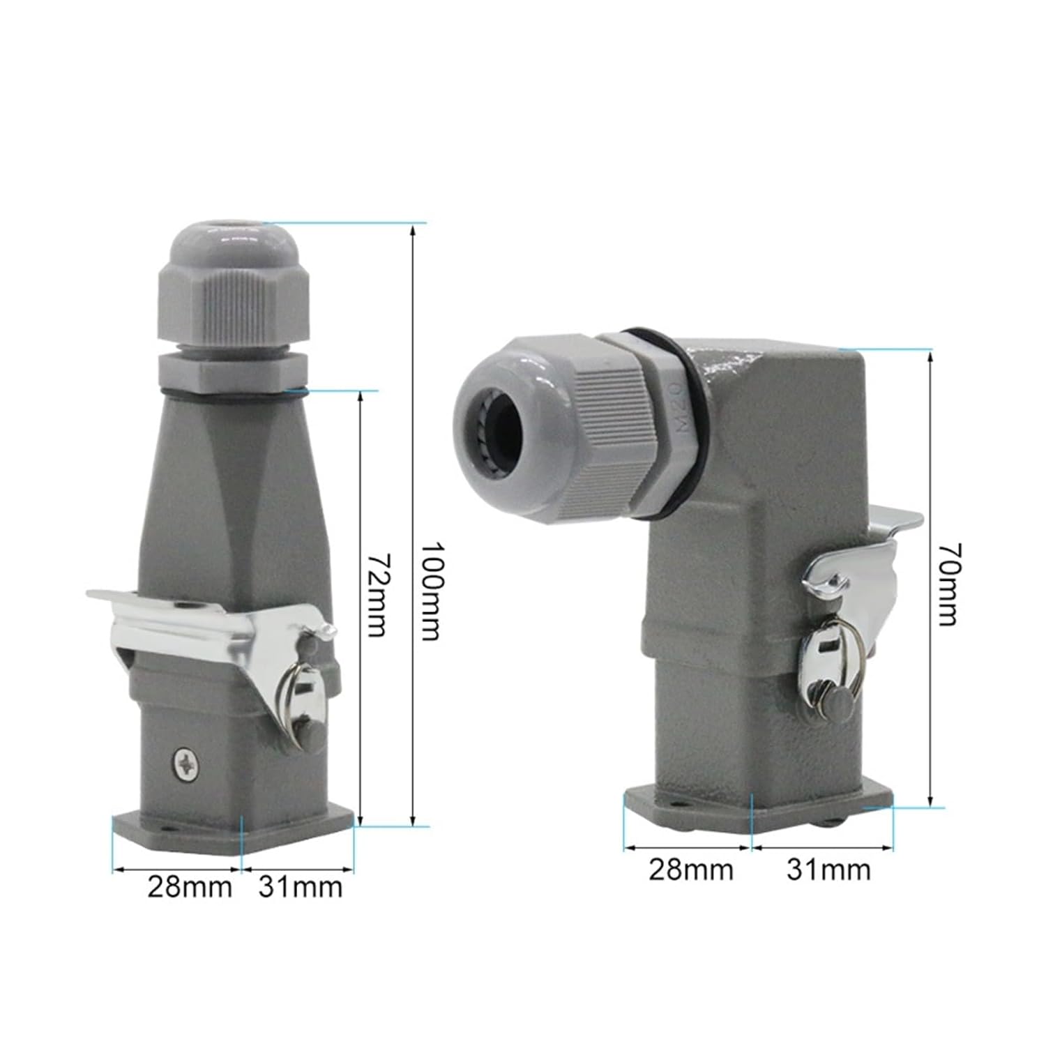 HDC-HA Rectangular Heavy-Duty Connector 4 5 6 8 pin Aviation Waterproof Industrial Plug and Socket 250V 10A /16A(6 Core-02)