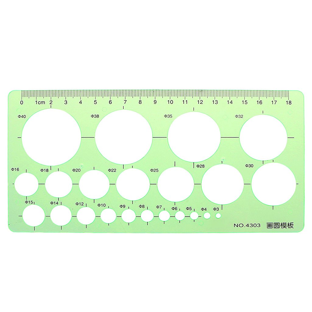 Tajie Green Plastic Circles Geometric Template Ruler Stencil Measuring Tool Students