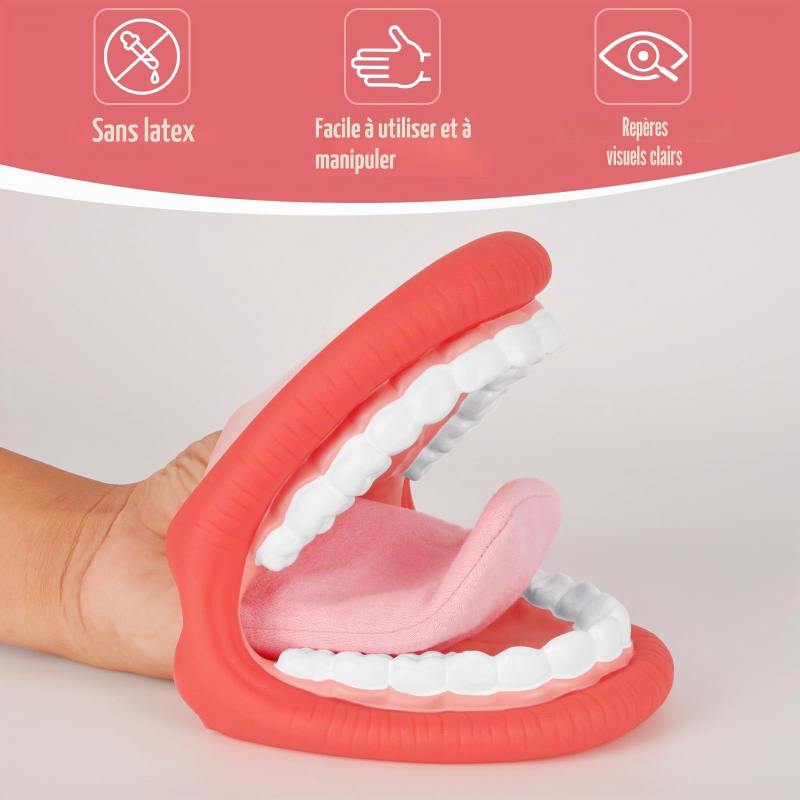 Ultrassist Grande marionnette à main avec langue pour enfants, marionnette pour orthophonie, brosse à dents incluse