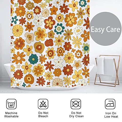 Rideau de douche fleurs anti-éclaboussures en tissu polyester lavable - 8