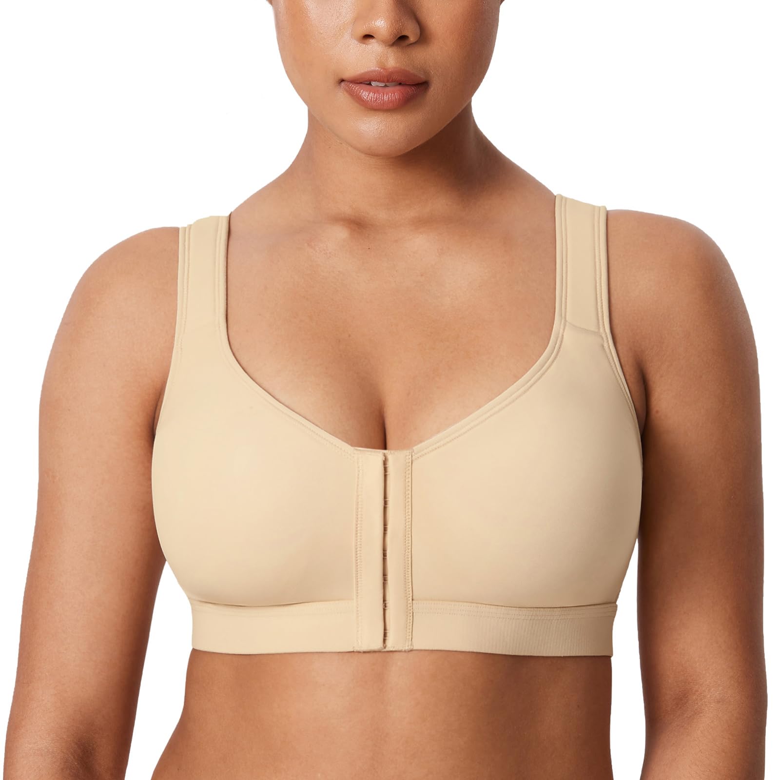 DELIMIRA Women's Inbarely Plus Posture Bras Front Closure Lightly Padded Plus Size Wireless Full Coverage Bra