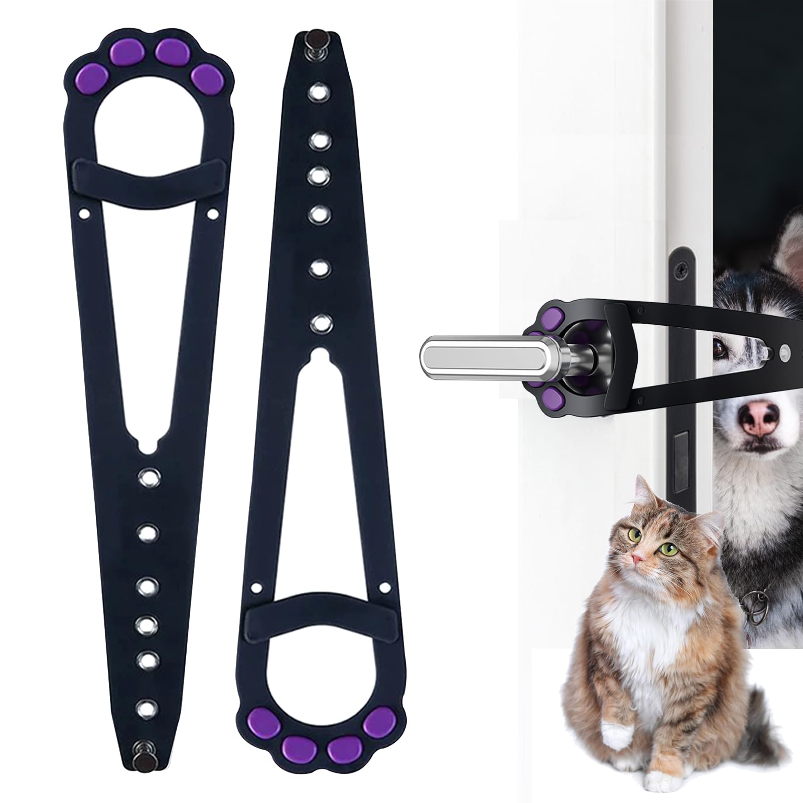 2 Pcs Cat Door Latch, Cat Door Stopper Pet Door Latch to Keep Dog Out of Litter Box and Food, Door Prop for Cat with 7 Adjustable Size, Keep Door Open