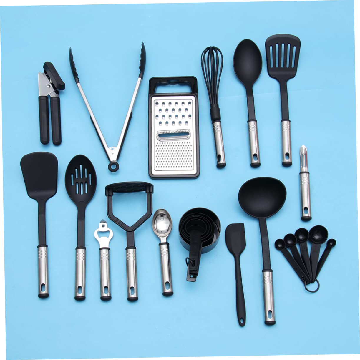 ABOOFAN 24 Pièces matériel de cuisine outils ustensiles antiadhésifs ustensiles de cuisine en acier inoxydable Positionner appareil