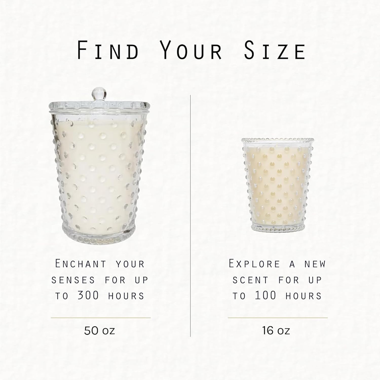Simpatico Grande No. 42 White Flower Hobnail Candle, Powder & Romantic White Flowers Scent, Up to 300 Hour Burn Time, Hobnail Glass Jar, Scented Candles for Home, 50 oz