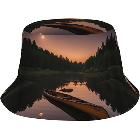 Moonlit Canoe Allagash River Canoeing Sunshade Hat