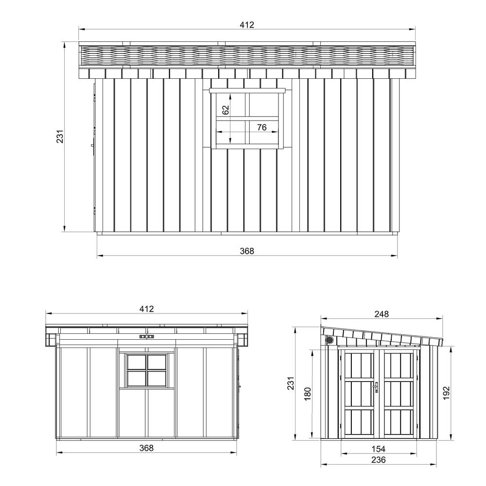 Casa de jardín de Primera Calidad 8,68 m² - H231x248x412 cm - Construcción de Paneles LP Smartside - Sin Suelo ni Pared Lateral - Timbela M939B
