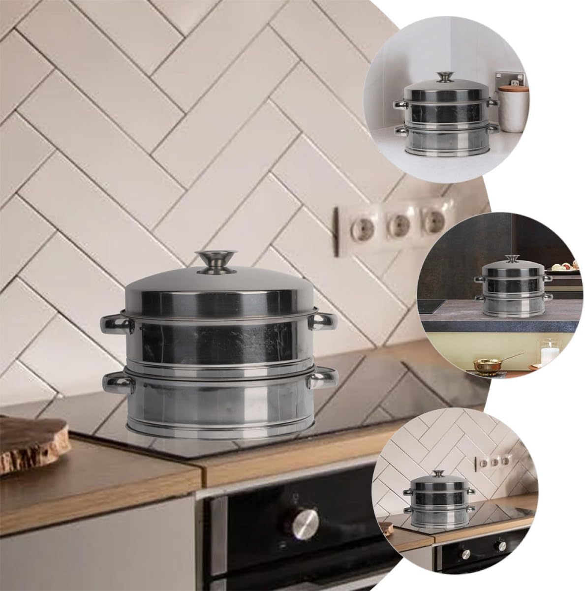 Stainless Steel 2-tier Steamer with Lid for Cooking Food image 3