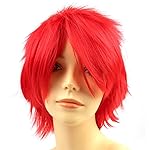 Modernfairy Anime Halloween Wig Red for Cosplay Party, Synthetic Layered Short Hair Wigs with Bangs, Pastel Wigs for Women Men