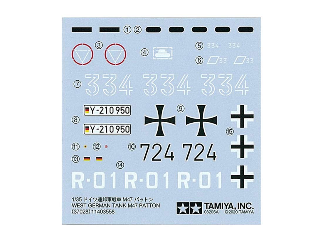 TAMIYA 37028 wojskowy czołg bojowy 1:35 DT M47, wierna replika, modelarstwo, plastikowy zestaw do budowania, majsterkowanie, hobby, klejenie, zestaw modelarski, montaż, nielakierowany