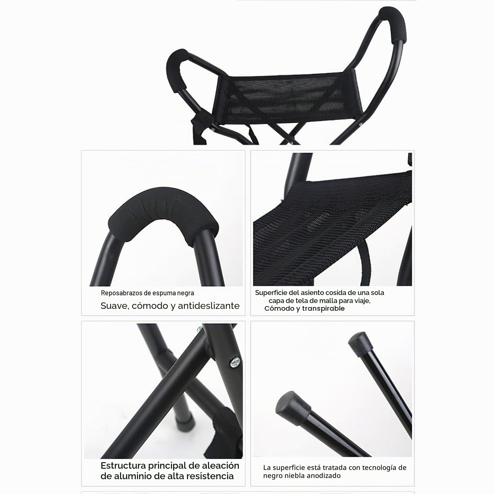Bastón con Asiento, Silla Bastón Plegable Portátil, Sillas Bastón Plegables para Adultos, Bastones con Asiento para Hombres y Mujeres, Bastón y Taburete de Doble Uso para Personas