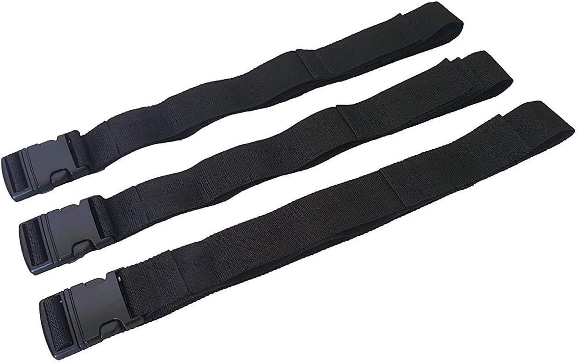 LINE2design Backboard Spine Board Straps - 5" Disposable Securing Straps with Loop Ends - Emergency Medical Board Adjustable Strap with Plastic Quick Safety Straps Release Buckle - Black - Pack of 3
