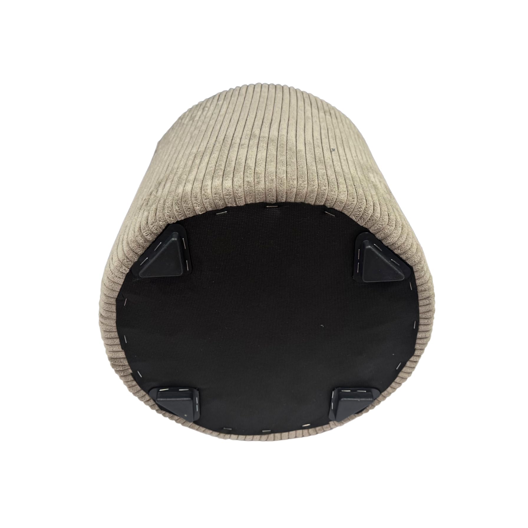 Cord-Hocker POSO 40x40 cm gepolstert rund – weiches Sitzkissen oder Fußhocker für Wohnzimmer – Cappuccino