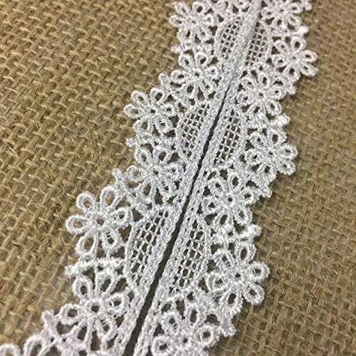 Trim Lace Floral 3/4" Wide Daisy Scallops Venise. 3Yards, Choose Color. Multi-Use ex. Garments Bridals Decorations Crafts Costumes Veils Scrapbooks, White - Amore Fabrics
