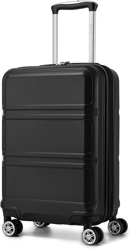 Equipaje de mano Kono 22x14x9 aprobado por aerolínea con ruedas giratorias | Equipaje ligero de PC+ABS de 20 pulgadas con cerradura TSA, valija de mano expandibles de carcasa dura para hombres y mujeres, negro