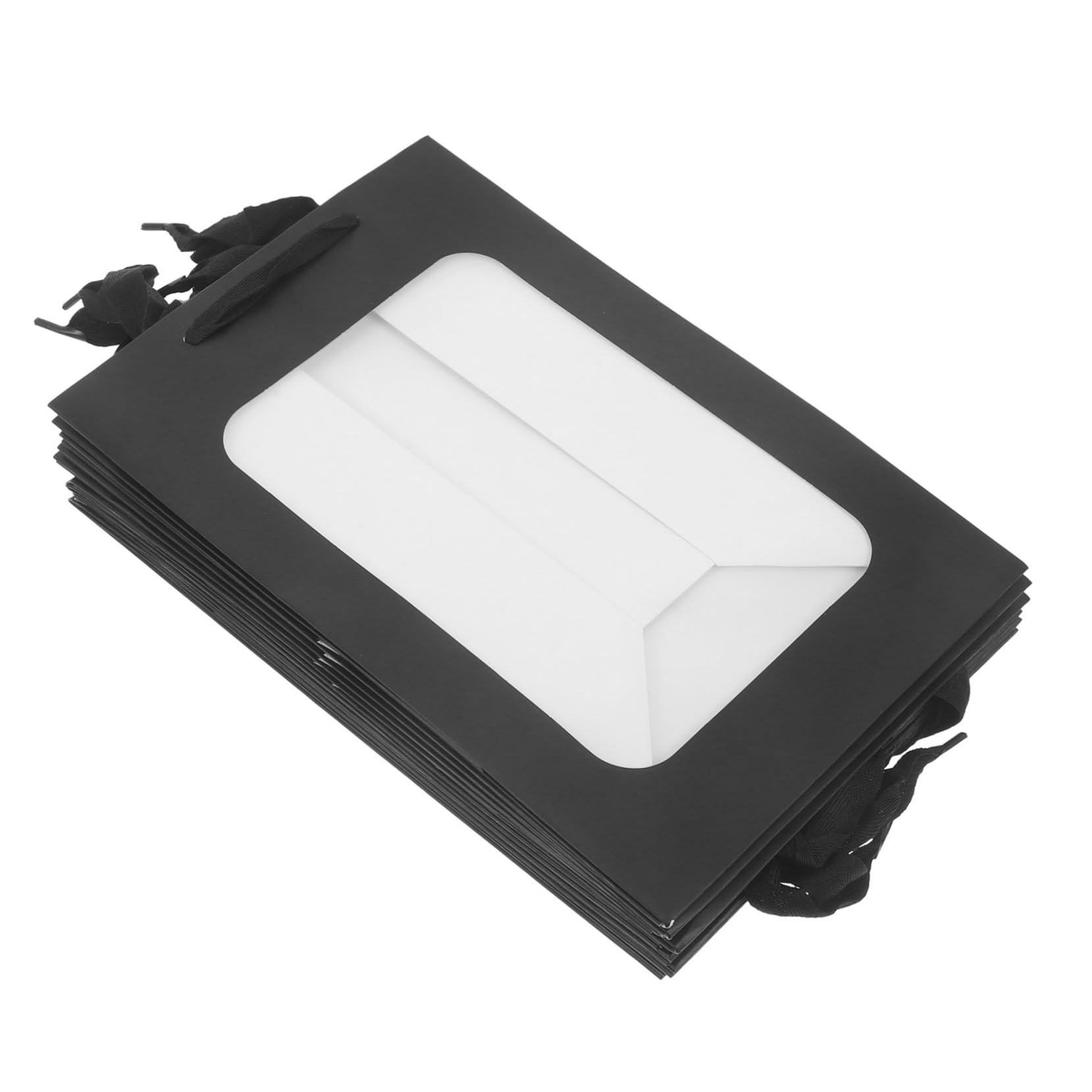 TOPBATHY Geschenktüten mit Sichtfenster und Henkel 10 Stück Papier Schwarz für Blumensträuße und Partys Leicht zu Tragen