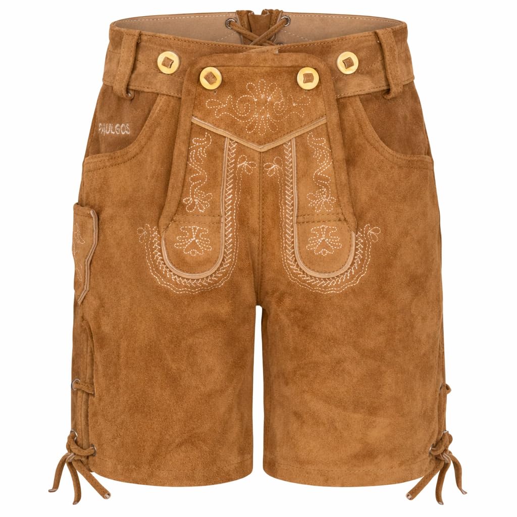 PAULGOS Kinder Trachten Lederhose KK1 + Träger, Echtes Leder, Gr. 86-164