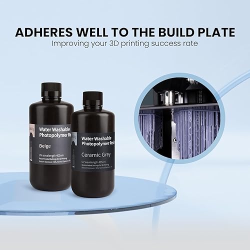 Miniatura 5 de ELEGOO - Resina lavable al agua para impresora 3D LCD, resina de curado UV 405nm, resina de fotopolímero estándar para impresión LCD 3D Mars Saturn