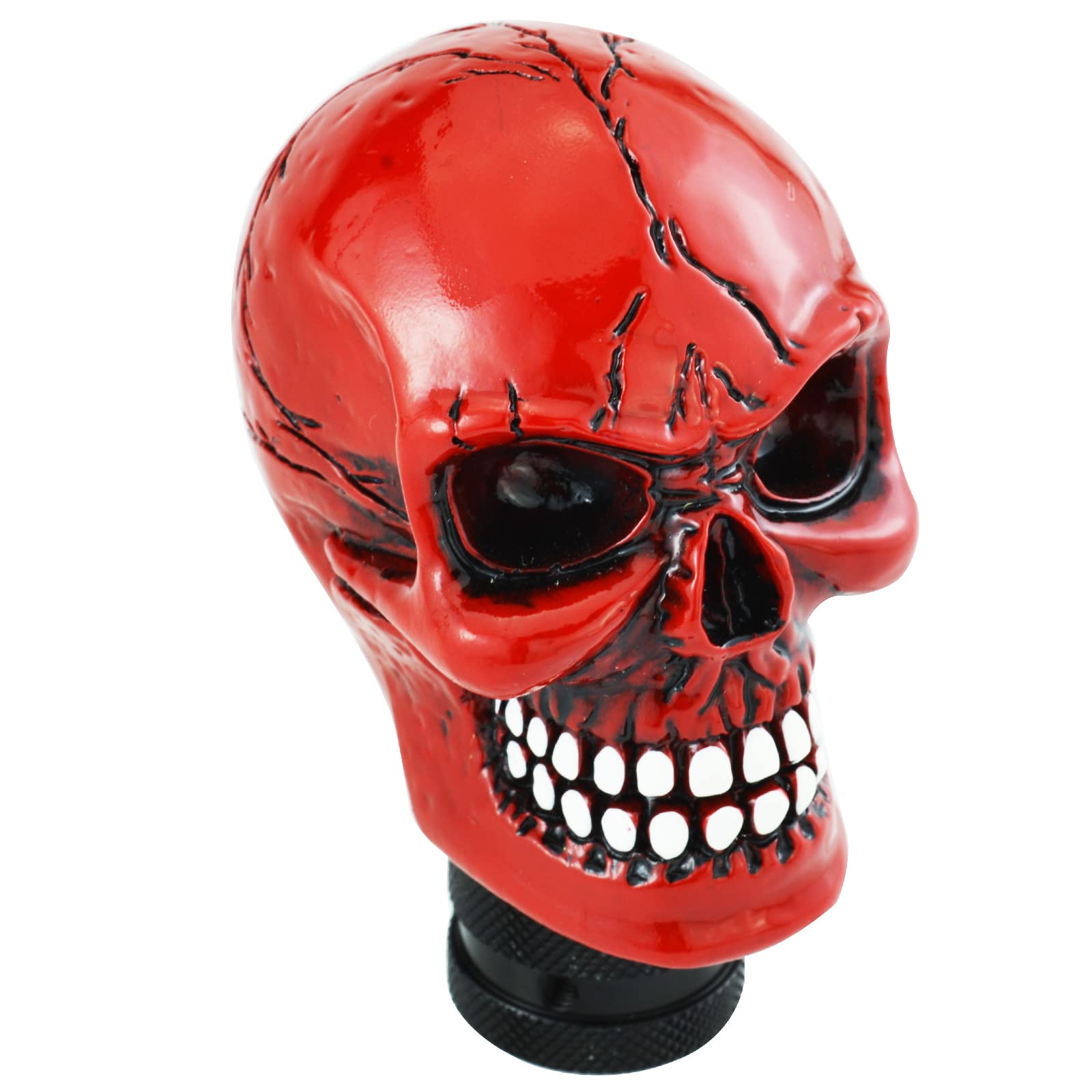 Temzzer Resin Skull Transmission Shift Lever Knob Heavy Shiny Vehicle Shifter Handle Stick Head for Most Manual Automotive Vehicles (Red)