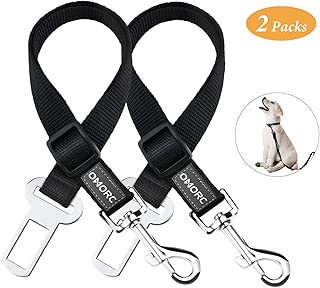OMORC Hund Sicherheitsgurt, 2 Stück Hundesicherheitsgurt fürs Auto, Einstellbarer Hundegurt mit Universalstecker, Hundeleine Auto mit mehr Sicherheit für Hund, Katzen und Alle Autotypen im test