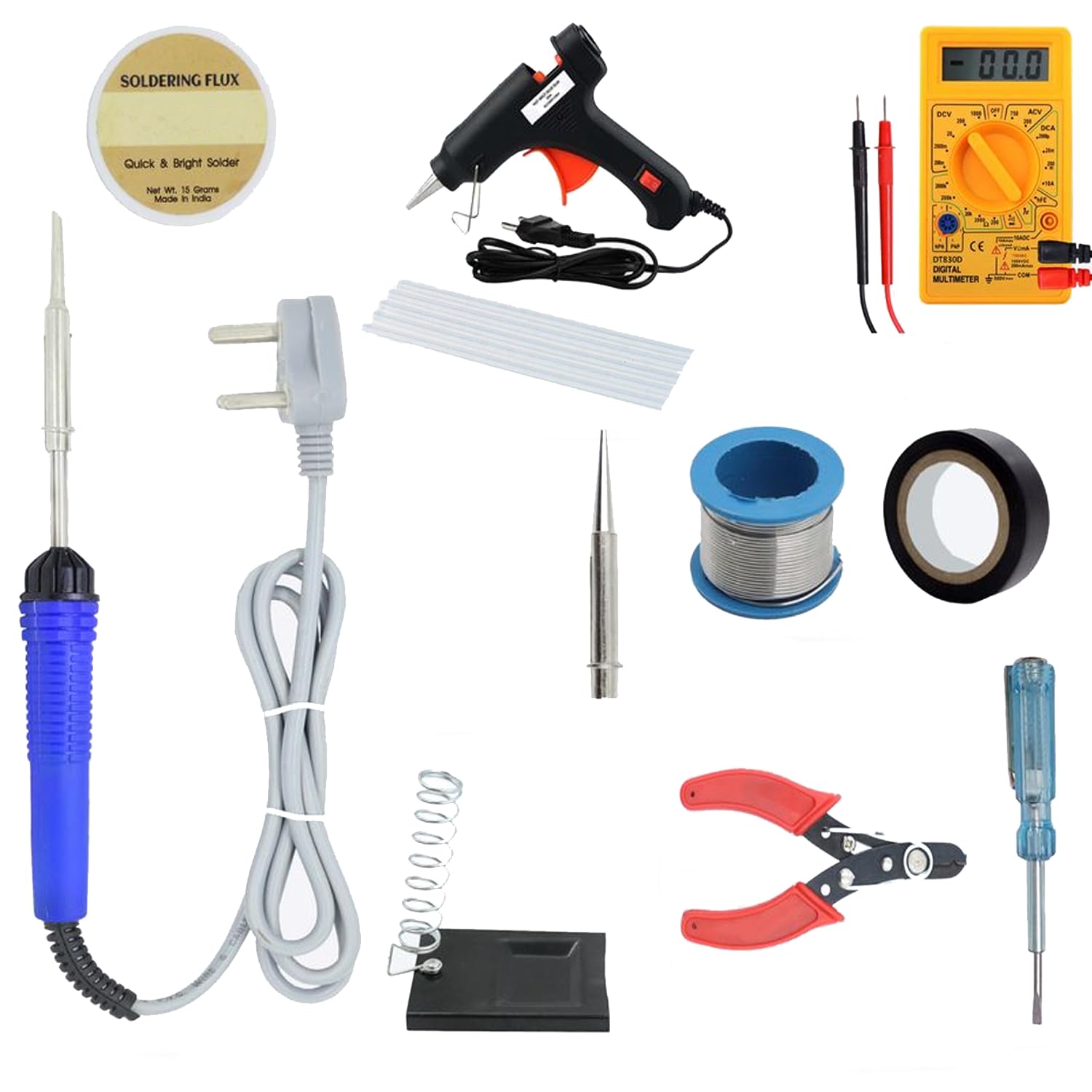 Hillgrove HGCM104M2 Electric 11in1 Mobile Soldering Equipment Tool Machine Glue Gun Combo Kit Set with Digital Multimeter 25 W Simple (Flat Tip)-image-38