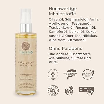 Hair care oil herbs of the Himalayas – strengths and repairs hair reductions hair loss fights dandruff and itching promotions hair growth Timeless Beauty Secrets