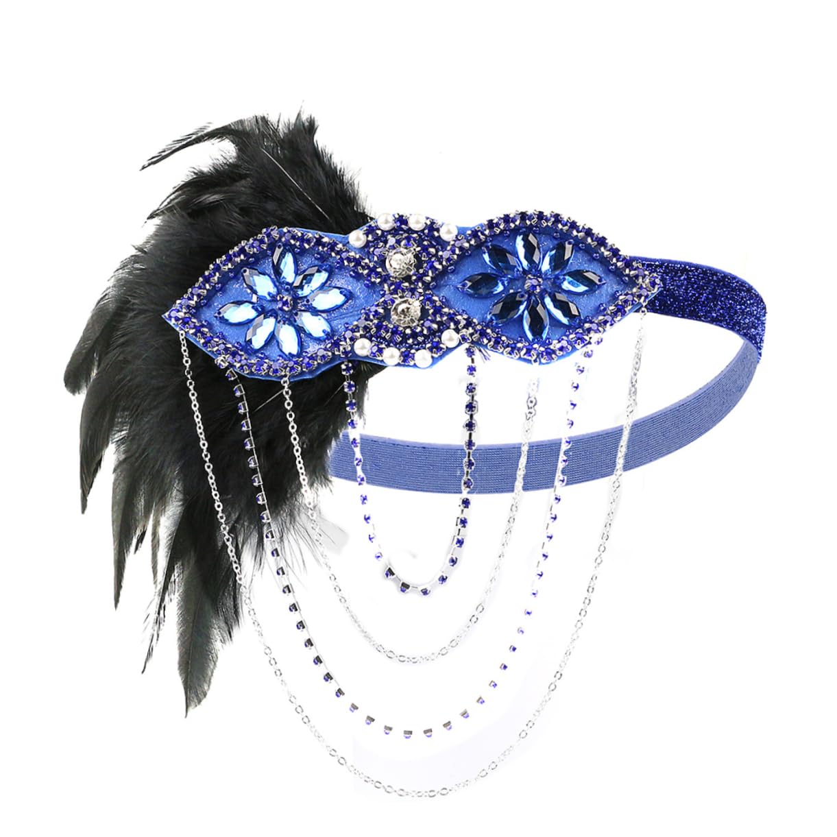 Beavorty 2piezas Diadema De Cadena Borlas Para Mujeres Accesorios De Fiesta y Fotografía Para Bodas y Eventos Azul