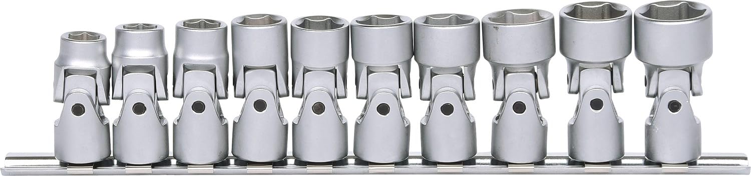 KS Tools 917.3940 3/8" Juego de llaves de vaso hexagonales con articulación, 10 pzs10-19 mm