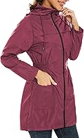 Vista 4 de American Trends Chubasqueros para mujer, impermeables, ligeros, cortavientos con capucha, impermeable plegable
