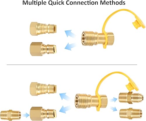 Miniatura 5 de ATKKE Kit de Conexiones de Conexión Rápida de Gas Natural de 38 Pulgadas, Conjunto de Ensamblaje de Desconexión Rápida de Manguera de Gas Propano LP