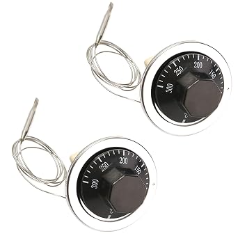 AC 250V 16A 50-300C Temperature Control Switch Universal Capillary Thermostat for Electric Oven, Balck, Pack of 2
