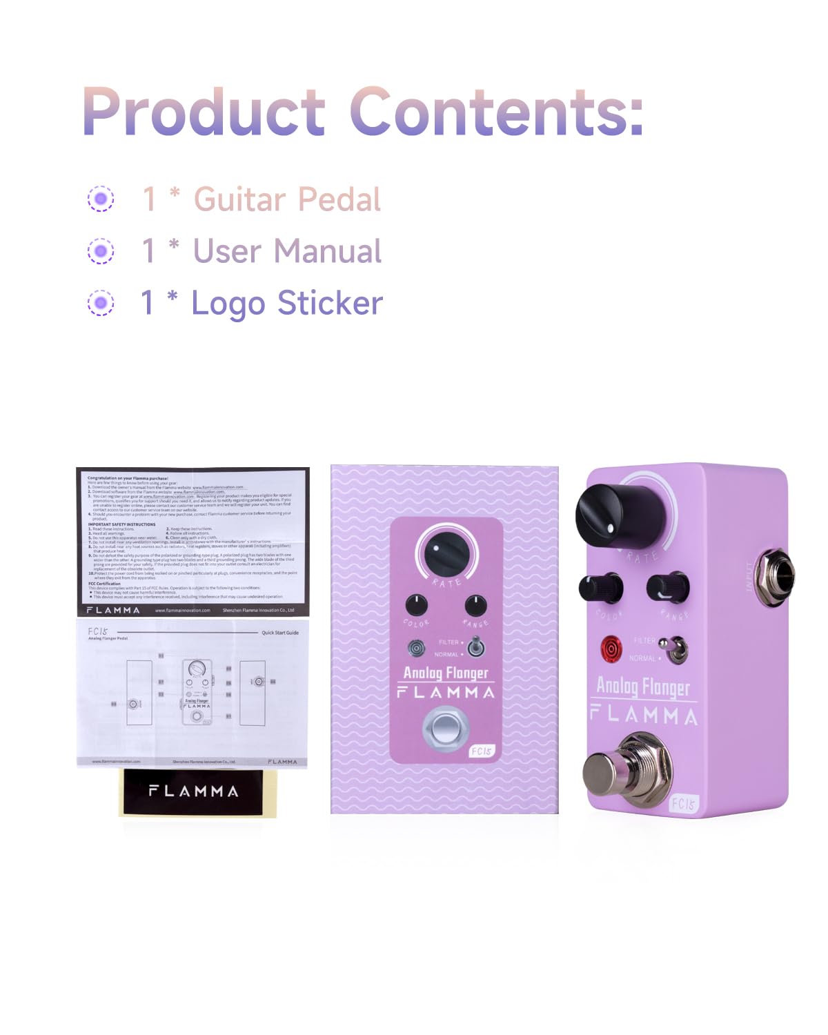 FLAMMA FC15 Pedal de efectos de guitarra analógico, mini carcasa de metal portátil y duradera