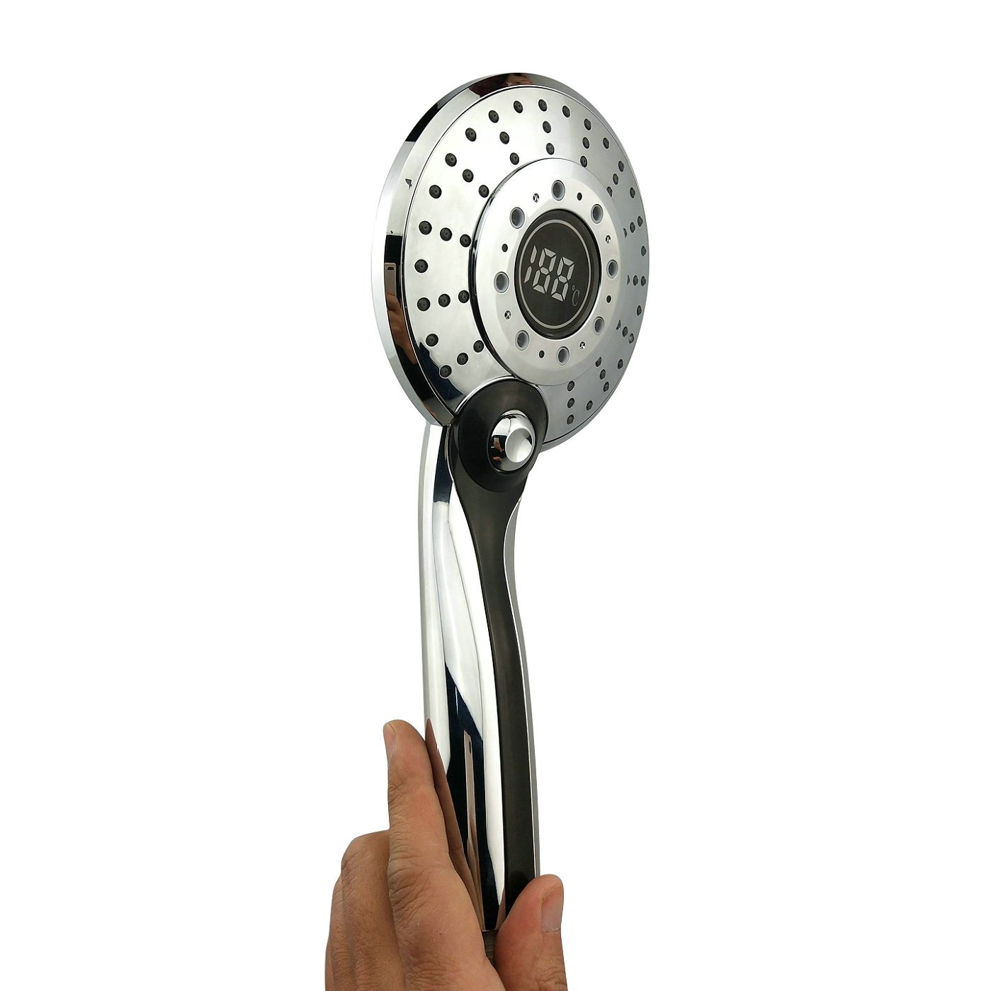 GuDoQi Led-douchekop, led-handdouchekop, 3 kleuren, temperatuurregeling, 3 sproeimodi, digitale temperatuurweergave, genieten van de douche