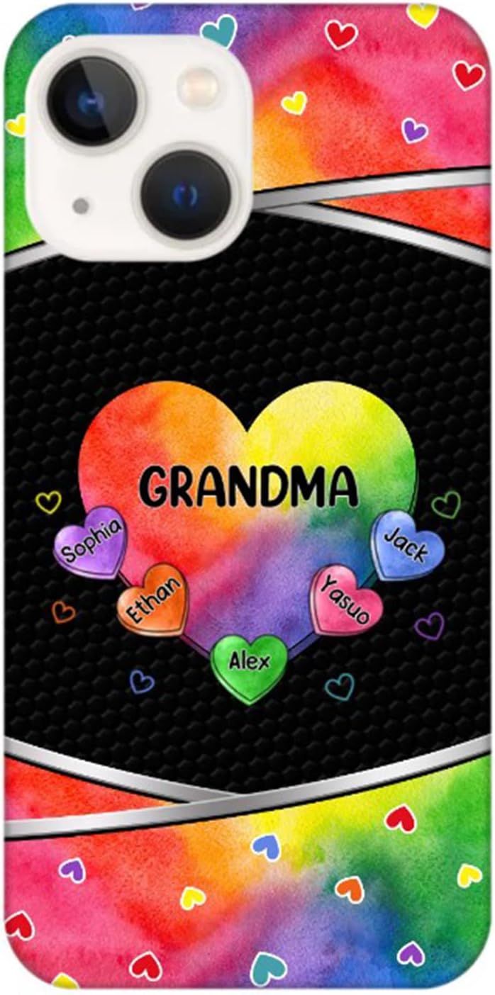 IZI POD Hearts Grandma Nana Mimi Gigi Personalized Phone case, Cute Women Gift for Birthday, Mother Day, Christmas, Phone Case for iPhone, Phone Case for Samsung/Gift-959