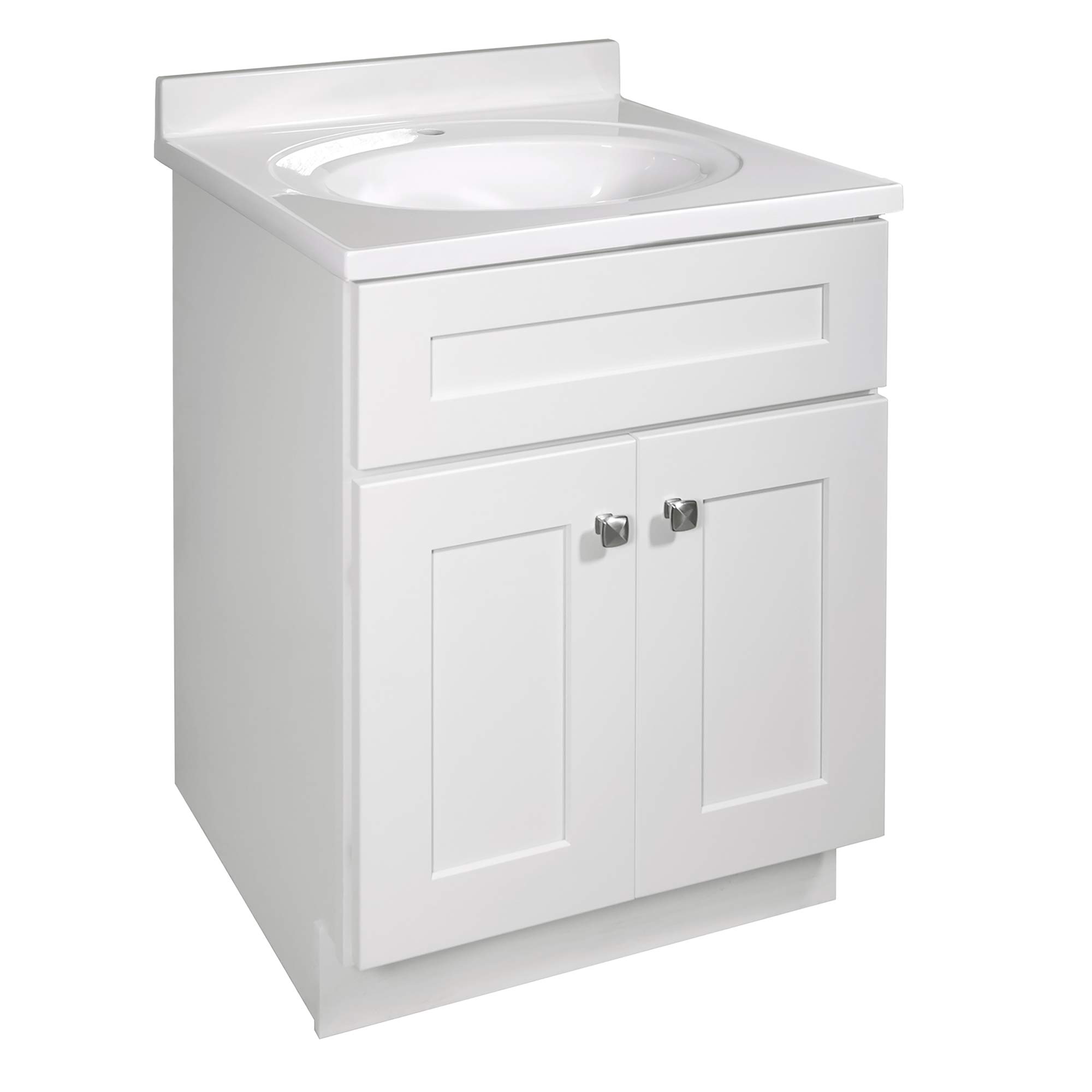 Brookings 24 Inch Bathroom Vanity, Ready to Assemble, Solid Wood, Sherwin Williams® White – Design House, 586933
