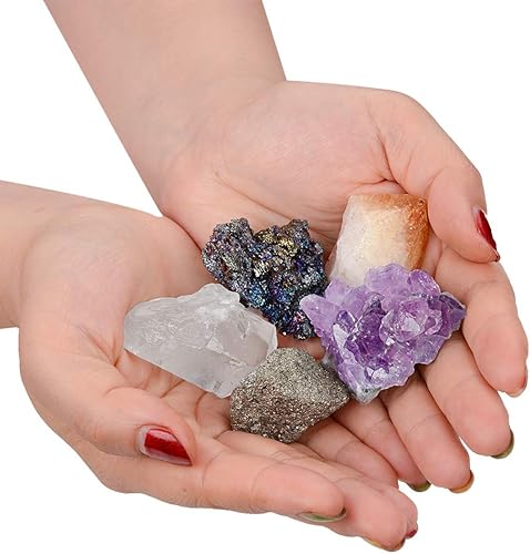 Miniatura 4 de Caja de regalo de cristales de roca mineral, colección de piedras preciosas curativas de energía, muestra de piedra de forma irregular (juego C)