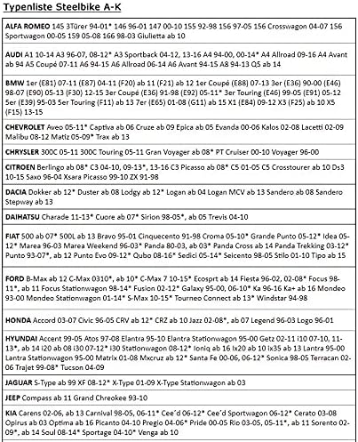 Menabo Steelbike Rear Bicycle Carrier components including straps, clamps, and hardware