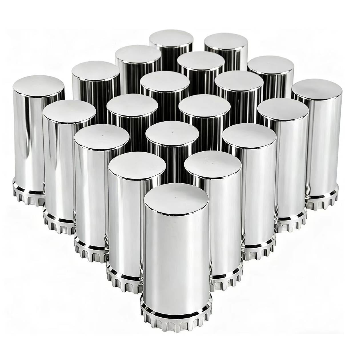 JESONN 20 PCS 33mm Chrome ABS Plastic Cylindrical Lug Nut Covers Screw on Lugs Set with Flange for Semi Trucks (20)