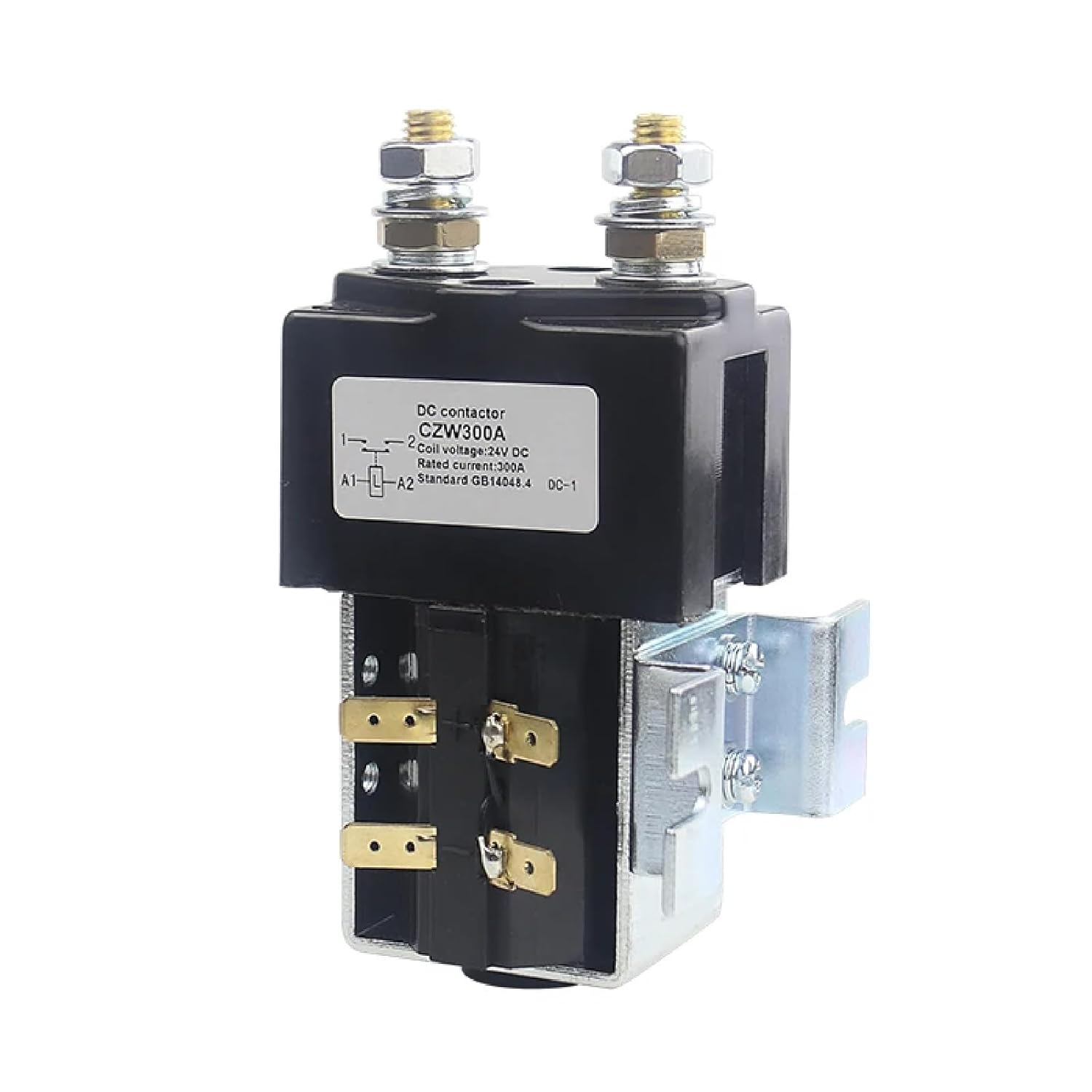 CZW300A DC Contactor, 300A 24V DC, High-Performance Electric Vehicle Power Switch, GB14048.4 Standard Rated Current, Black Industrial Grade (DC60V 1NO)