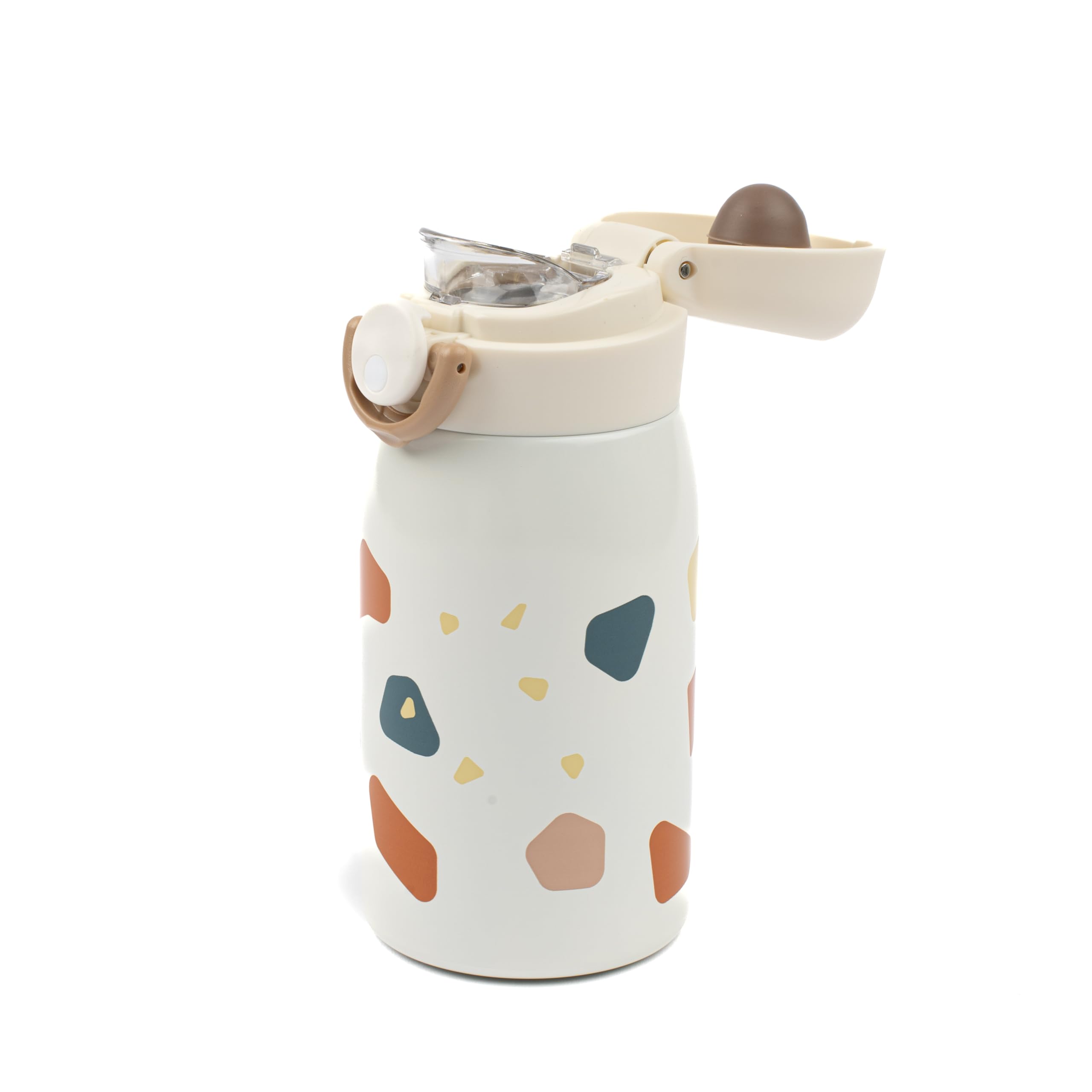 Fabelab Trinkflasche Kinder 320 ml | Kinder Trinkflaschen In Terrazzo-Motiv | Trinkflasche Edelstahl Bpa Frei | Trinkflasche Schule Auslaufsicher Wasserflasche